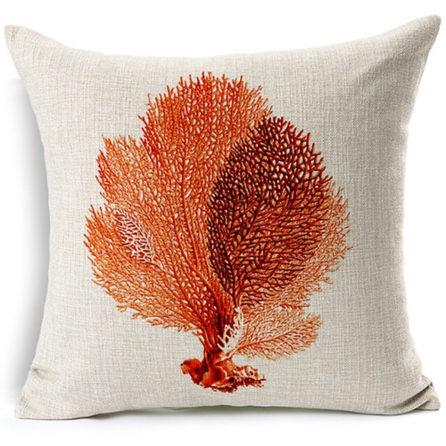  Modern Style  Sea Leaves Patterned Cotton/Linen Decorative Pillow Cover