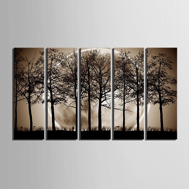  Print Rolled Canvas Prints - Landscape Botanical Five Panels Art Prints