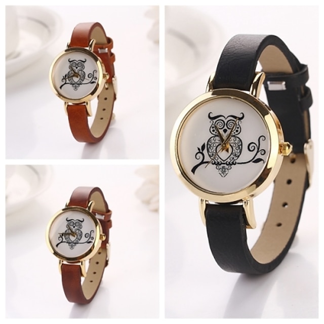 orologi da polso al quarzo in pelle quadrante rotondo gufo delle donne  (colori assortiti) c\u0026amp;D127 del 2121239 2022 a €4.99