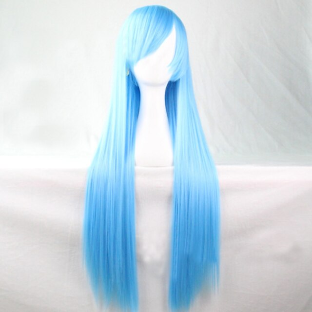  Περούκες για Στολές Ηρώων Συνθετικές Περούκες Ίσιο Ίσια Ασύμμετρο κούρεμα Περούκα Μακρύ Ουρανί Συνθετικά μαλλιά 28 inch Γυναικεία Φυσική γραμμή των μαλλιών Μπλε