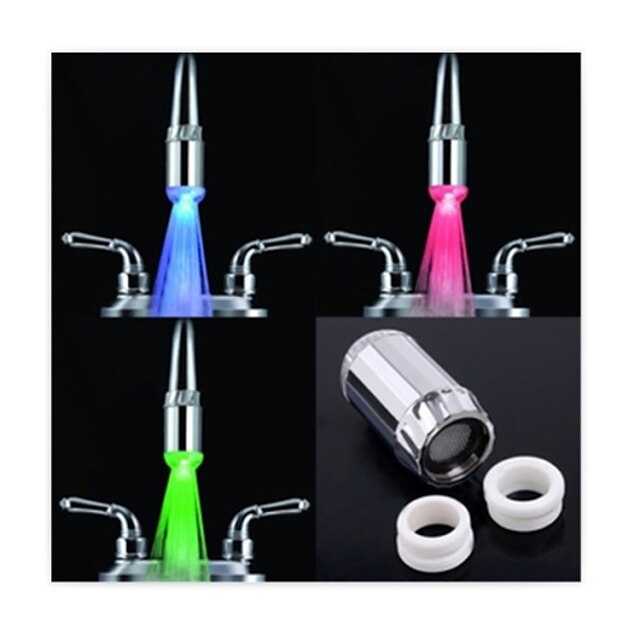  Luminous Glow Light-up LED Water Faucet Shower Tap Water Nozzle Head Light Bathroom Kitchen Faucets