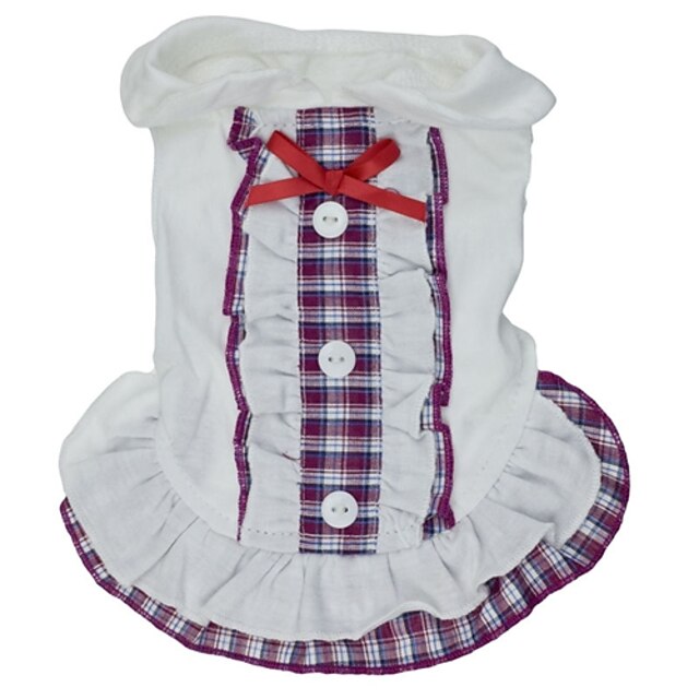  Cat Dog Dress Dog Clothes Plaid / Check Bowknot Purple Red Blue Cotton Costume For Summer Cosplay Wedding