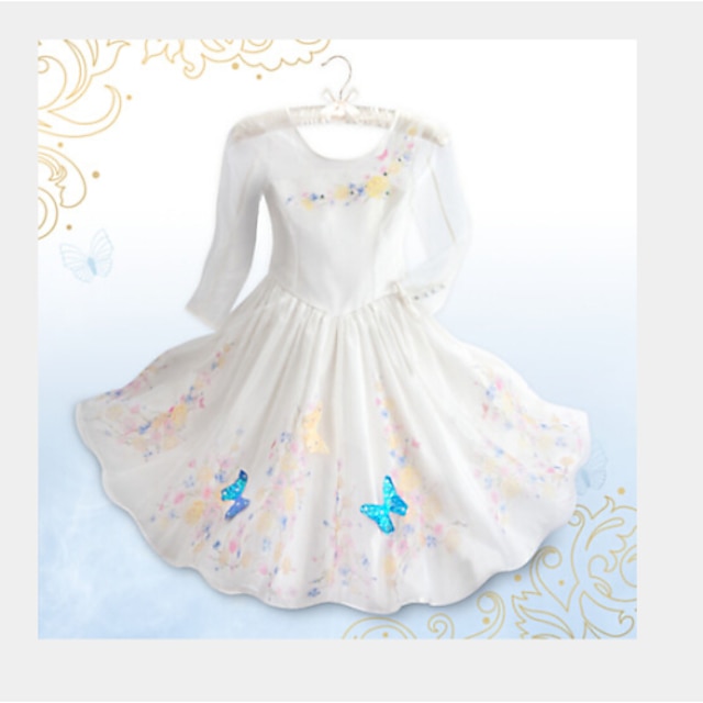  Παιδιά Λίγο Φόρεμα Φλοράλ Λευκό Μακρυμάνικο Φορέματα Καλοκαίρι