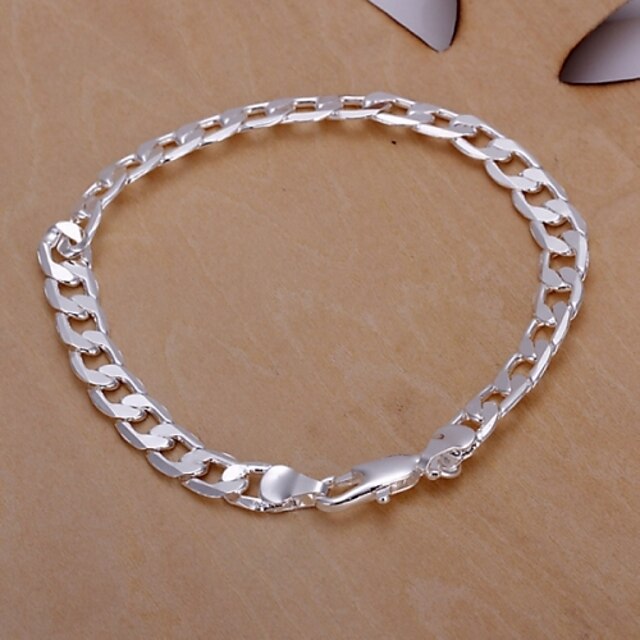 Men's Chain Bracelet Unique Design Fashion Silver Plated Bracelet Jewelry For Wedding Party Daily Casual