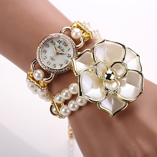  Watches Women Quartz Watch Relogio Feminino Bracelet 2015 Women Designer Brand Luxury Wristwatch Pearl Rose Flower
