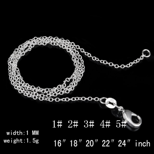 Women's Fashion Chain Necklace Sterling Silver Chain Necklace , Party Casual