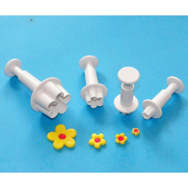  4pcs Flowers Plunger Cutter Cookies Cake Fondant Bakeware 