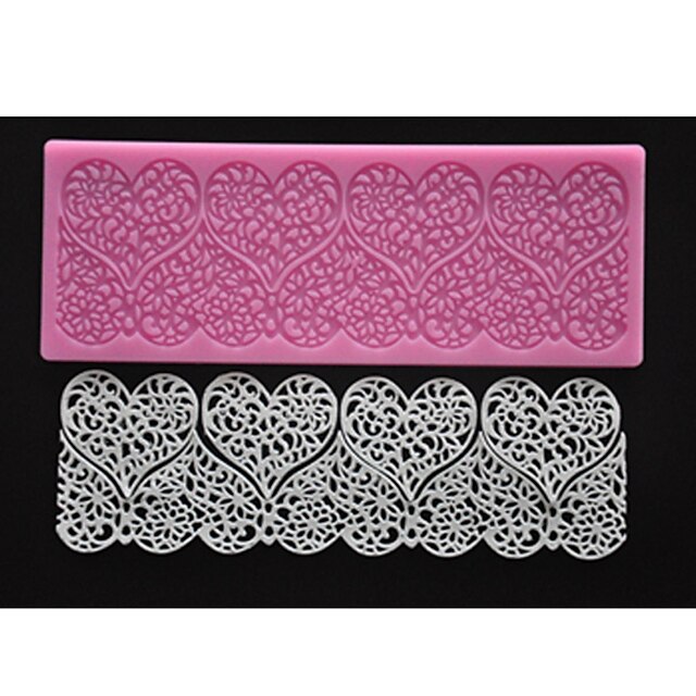  quatre c couleur pad gâteau dentelle coeur de tapis en silicone gaufré moule de fondant au décor rose