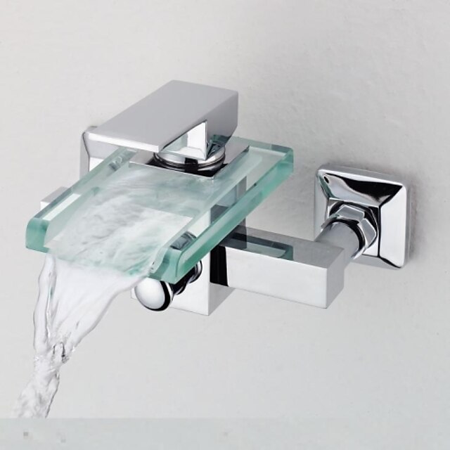  Shower Faucet / Bathtub Faucet - Contemporary Chrome Tub And Shower Brass Valve Bath Shower Mixer Taps / Single Handle Two Holes