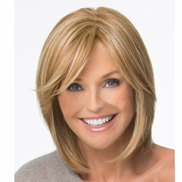  Synthetic Wig Straight Straight Wig Blonde Short Blonde Brown Synthetic Hair 12 inch Women's Blonde