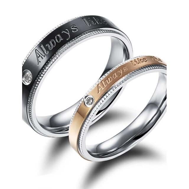  Men's / Women's Couple Rings - 18K Gold Plated, Gold Plated Love, Fashion 5 / 6 / 7 Black / Coffee For Wedding / Party / Gift / Zircon