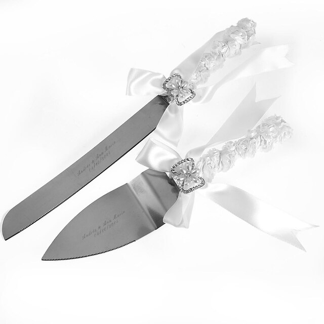  Serving Sets Wedding Cake Knife Personalized Stainless Steel Garden  Serving Set With White Ribbon Bow