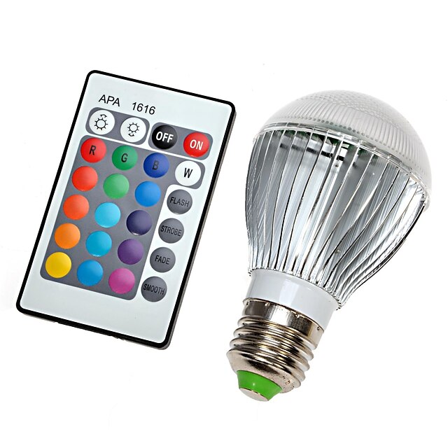  9W E26/E27 LED Λάμπες Σφαίρα 350LM lm RGB Με Ροοστάτη / Τηλεχειριζόμενο / Διακοσμητικό AC 100-240 V 1 τμχ