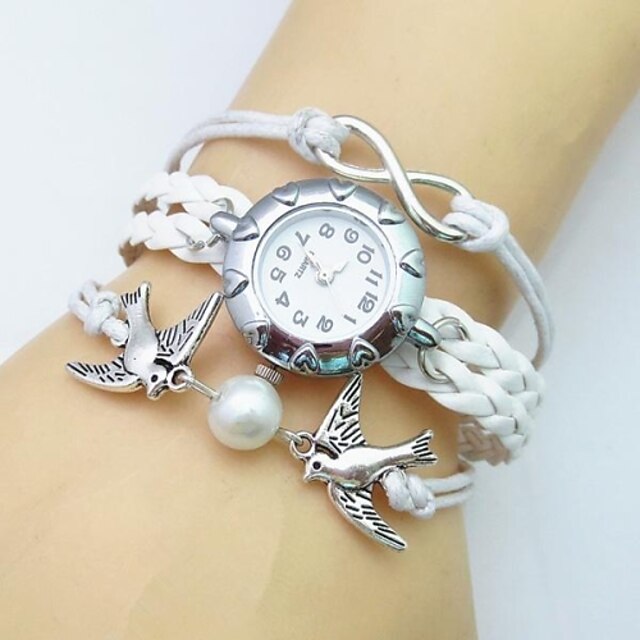  Women's Bracelet Watch Fashion Watch Quartz Casual Watch Leather Band Bohemian Pearls White
