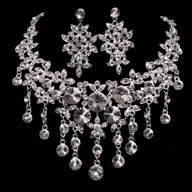  sølv legering bryllup / fest smykker sett med Rhinestone elegant stil