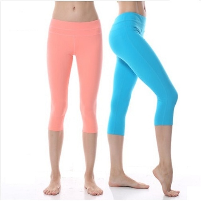  Yokaland Women's Orange, Blue Sports Spandex Pants / Trousers / 3/4 Tights / Bottoms Yoga, Pilates, Exercise & Fitness Activewear Four-way Stretch, Zoned Compression, Held-In Sensation Stretchy