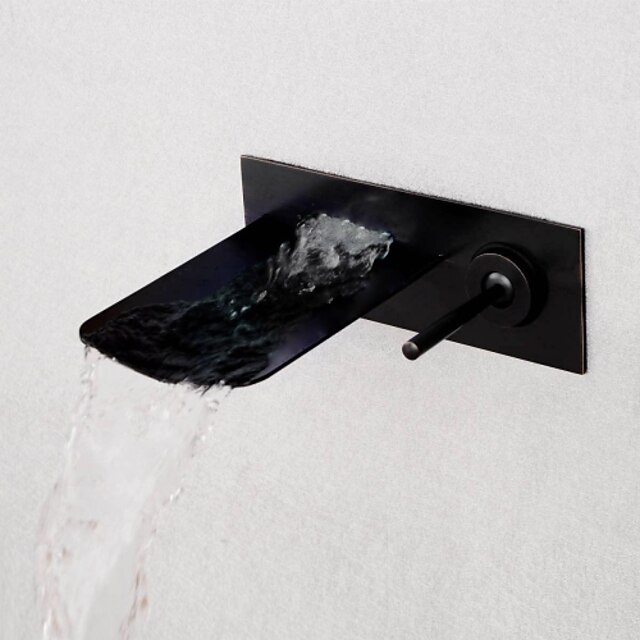  Bathroom Sink Faucet - Wall Mount / Waterfall Nickel Brushed Wall Mounted One Hole / Single Handle One HoleBath Taps / Brass
