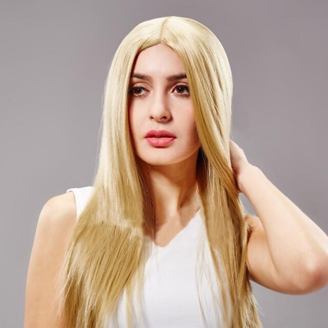  Synthetic Wig Straight Wig Long Blonde Women's