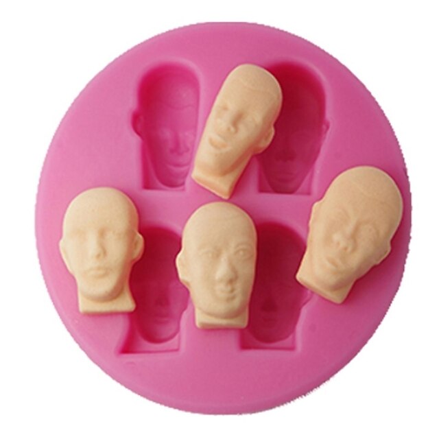  quatre C Haut cupcake moules hommes visages moules fondantes cup cake couleur rose outils