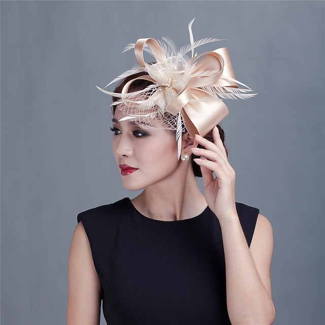  Feather / Satin Fascinators / Headwear with Floral 1pc Wedding / Special Occasion / Casual Headpiece
