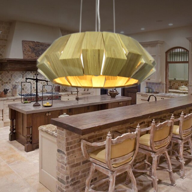  Wrought Iron Light, Pendant Lights Contemporary Contracted Style Ceiling 1  Light,Outside Iron  wooden Primary colors