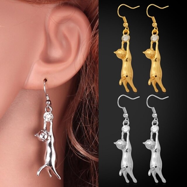  Women's Synthetic Diamond Drop Earrings Dangling Dangle Ladies Cute Platinum Plated Gold Plated Imitation Diamond Earrings Jewelry Golden / Silver For Wedding Party Casual Daily Sports