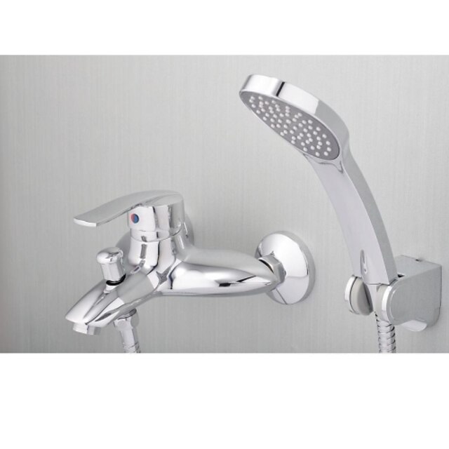  Grifo de ducha / Grifo de bañera - Moderno Cromo Bañera y ducha Válvula Latón Bath Shower Mixer Taps / Sola manija Dos Agujeros