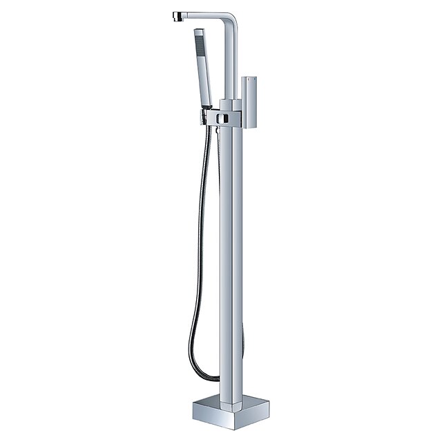  Bathtub Faucet - Contemporary Chrome Free Standing Ceramic Valve Bath Shower Mixer Taps