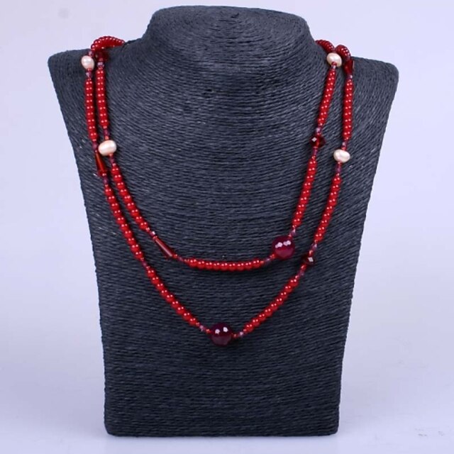  Women's Beaded Necklace Pearl Necklace Fashion Pearl Resin Red Necklace Jewelry For Party Daily Casual