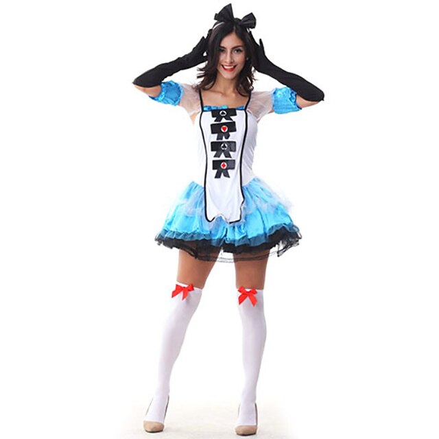  Alice in Wonderland Cosplay Costume Party Costume Adults' Women's Halloween Carnival Festival / Holiday Polyester Female Carnival Costumes Patchwork / Headpiece / Gloves