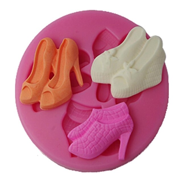  Four-C εργαλεία την τέχνη της ζάχαρης παπούτσια cupcakes από σιλικόνη καλούπι ψηλοτάκουνα μούχλα χρώμα ροζ