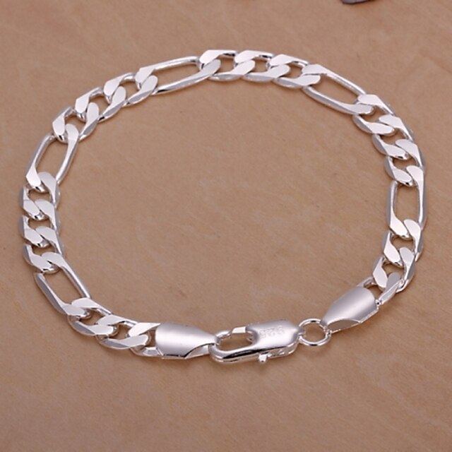  Men's Chain Bracelet Ladies Silver Plated Bracelet Jewelry Silver For Christmas Gifts Wedding Party Casual Daily