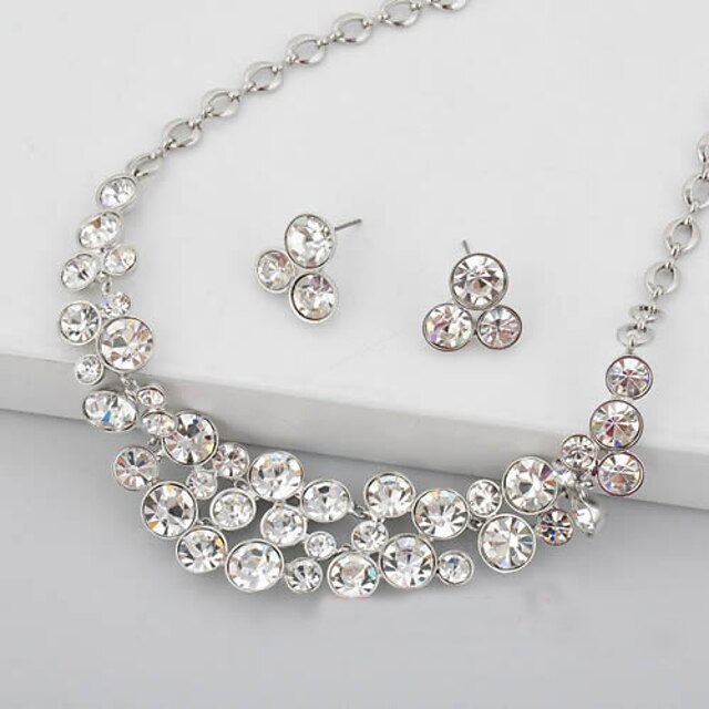  Women's Wedding Party Daily Rhinestone Silver Plated Alloy Earrings Necklaces
