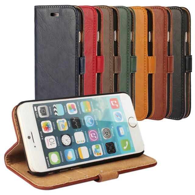  Case For Apple iPhone 6s Plus / iPhone 6s / iPhone 6 Plus Card Holder / with Stand Full Body Cases Solid Colored Hard Genuine Leather