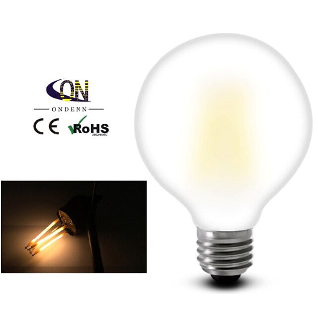  1db 8 W Izzószálas LED lámpák 2800-3200 lm E26 / E27 G95 8 LED gyöngyök COB Tompítható Meleg fehér 220-240 V 110-130 V / 1 db. / RoHs