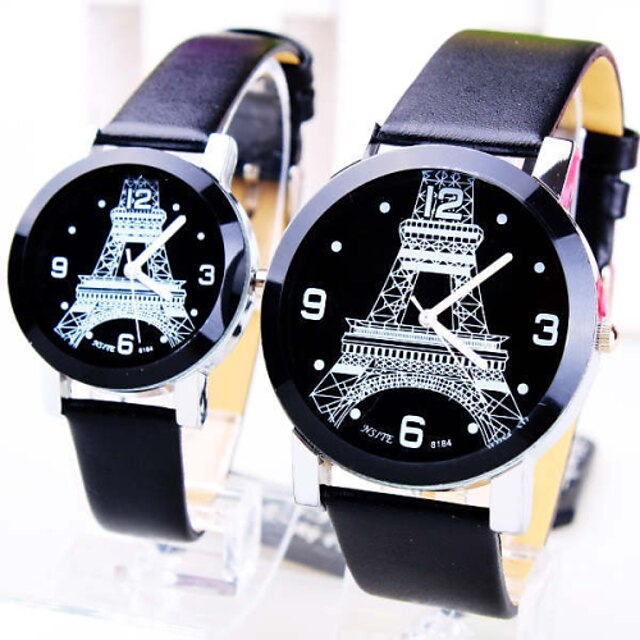  Couple‘s Paris Eiffel Tower Belt Round Dial Lovers Leisure Fashion Quartz Watch (Assorted Colors) Cool Watches Unique Watches
