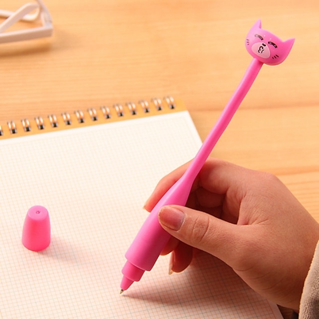  Cute Cartoon Curve Cat Stylish Multi Color Ballpoint Pen (Random Delivery)