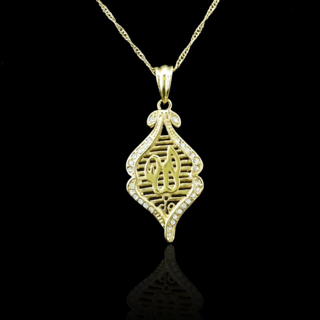  18K Real Gold Plated Allah Muslim Tassel Zircon Pendant Necklace