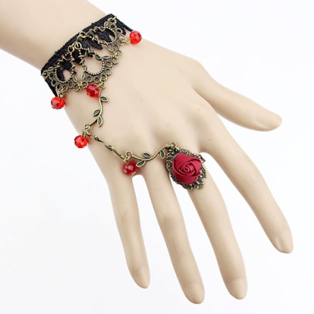  נשים צמידי טבעת תכשיטים גותית תחרה שחור אדום ירוק לילך תכשיטים ל Party יומי קזו'אל Christmas Gifts 1pc