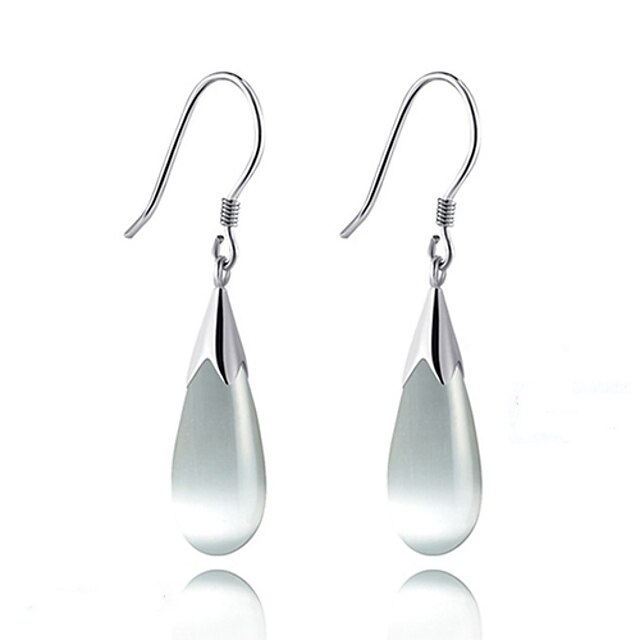  Deal Women's Opals Droplets Silver Earrings