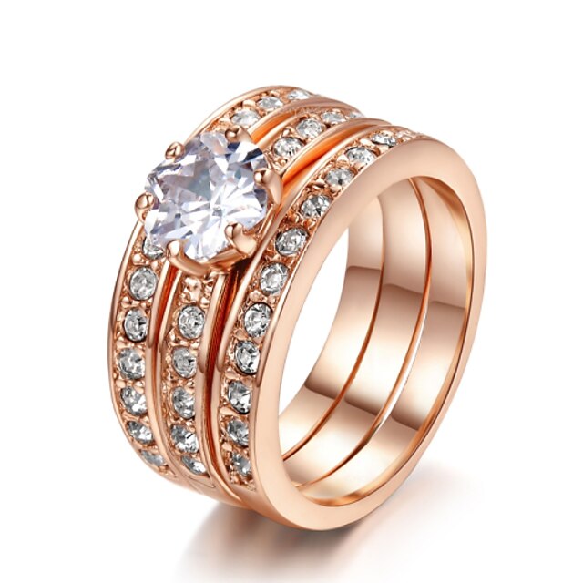  Dame Statement Ring / Ringe sæt / spinde ring Krystal 18K Guldbelagt / Simuleret diamant / Legering Damer Bryllup / Fest / Daglig Kostume smykker