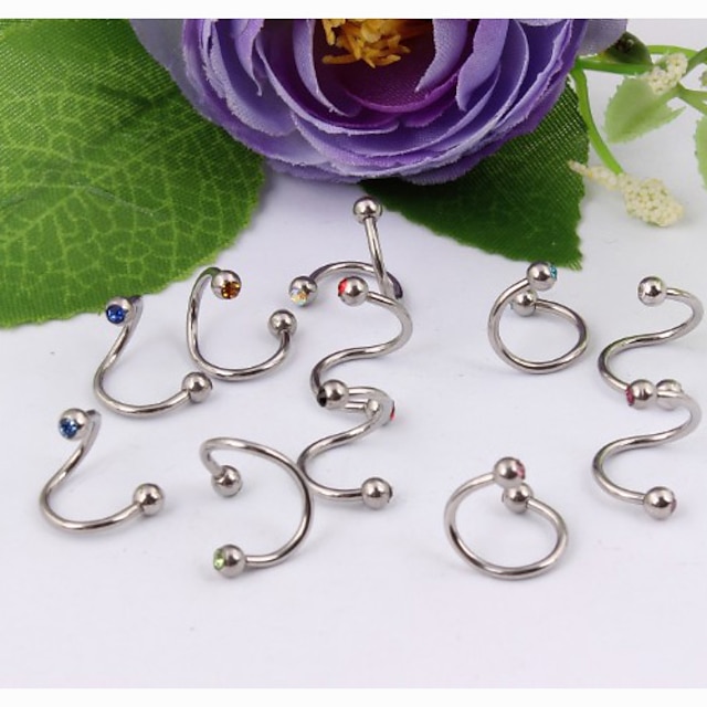  Women's Body Jewelry 2 cm Eyebrow Jewelry / Labret / Lip Piercings / Lip Ring / Ear Piercing Crystal Unique Design / Fashion Crystal / Stainless Steel Costume Jewelry For Party / Daily / Casual Summer