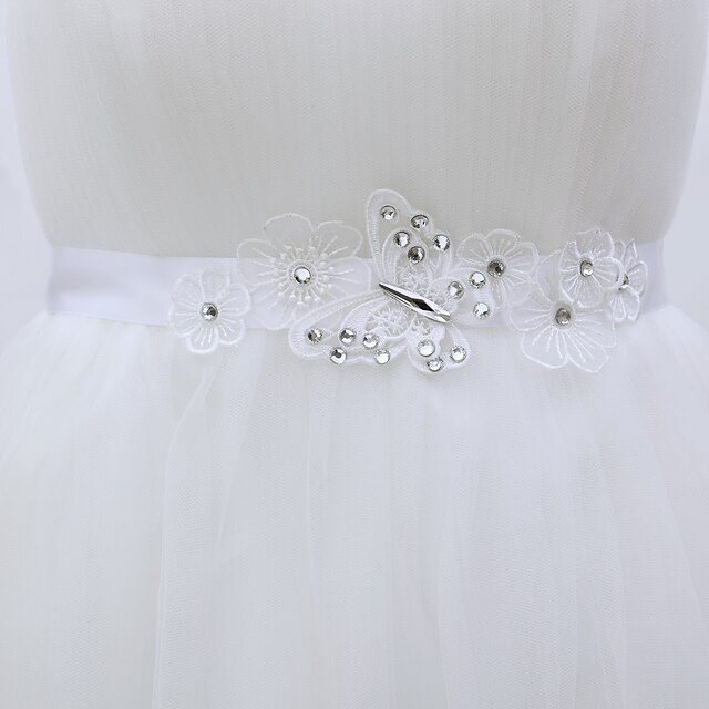  Satin / Tulle Wedding / Party / Evening Sash With Rhinestone Women's Sashes