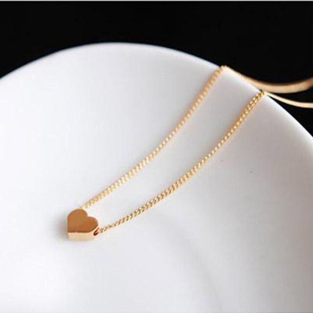  Women's Pendant Necklace Heart Love Simple Style Golden Necklace Jewelry For Wedding Party Gift Daily Casual