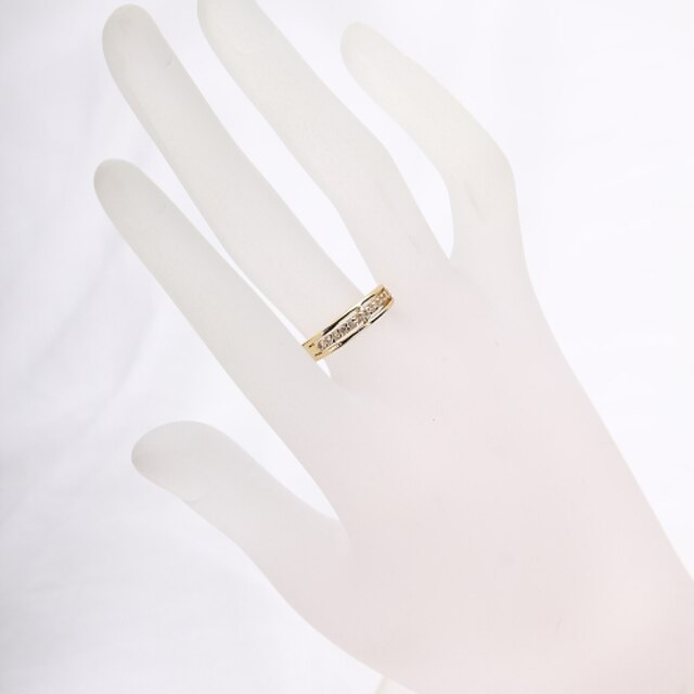  Femme Anneau de déclaration - Zircon, Imitation Diamant, Dorage 18K Or, Argent