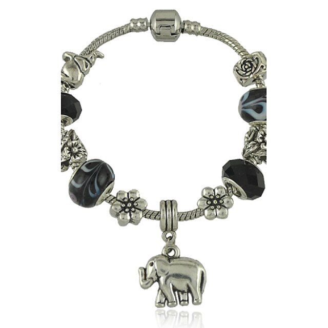  Beaded Strand Bracelet - Rhinestone Elephant, Animal Unique Design, Vintage, Party Bracelet Black For Party / Gift / Valentine