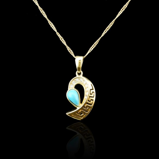  18K Real Gold Plated Blue Pendant 3.5*1.55CM
