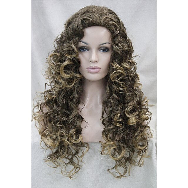  Synthetic Wig Curly Curly Layered Haircut Full Lace Wig Medium Length Synthetic Hair Women's Waterfall Brown