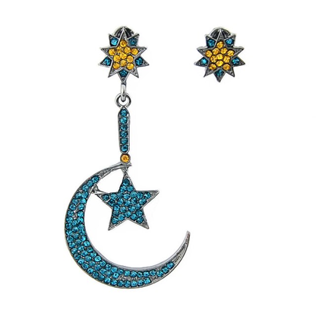  Kayshine Blue Rhinestone Star With Moon Stud And Drop All Types Earrings