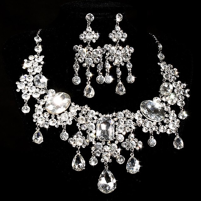  Schmuck-Set Damen Jubiläum / Hochzeit / Besondere Anlässe Schmuck-Set Legierung / Strass Halsketten / Ohrringe Silber / Klar